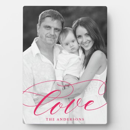 Elegantes Liebe Hot Pink Script Foto Fotoplatte (Vorderseite)
