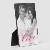 Elegantes Liebe Hot Pink Script Foto Fotoplatte (Seite)