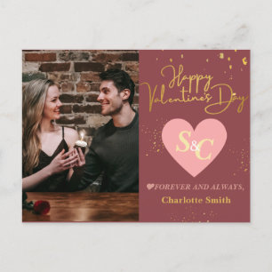 Elegantes Liebe Monogramm Valentinstag Foto Feiertagspostkarte