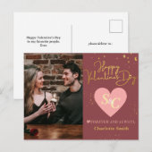 Elegantes Liebe Monogramm Valentinstag Foto Feiertagspostkarte (Vorne/Hinten)