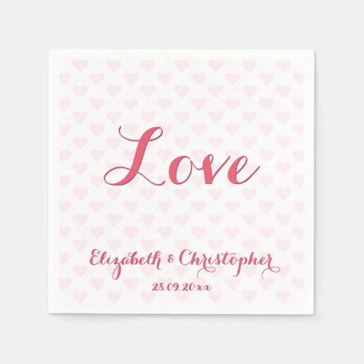 Elegantes Liebe Rosa Herzen Hochzeitsszenario Jubi Serviette (Vorderseite)