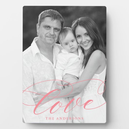 Elegantes Liebe Rosa Script-Foto Fotoplatte (Vorderseite)