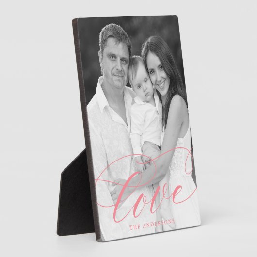 Elegantes Liebe Rosa Script-Foto Fotoplatte (Seite)