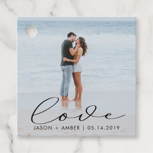 Elegantes Liebe-Skript Hochzeit-Foto Geschenkanhänger (Vorderseite)