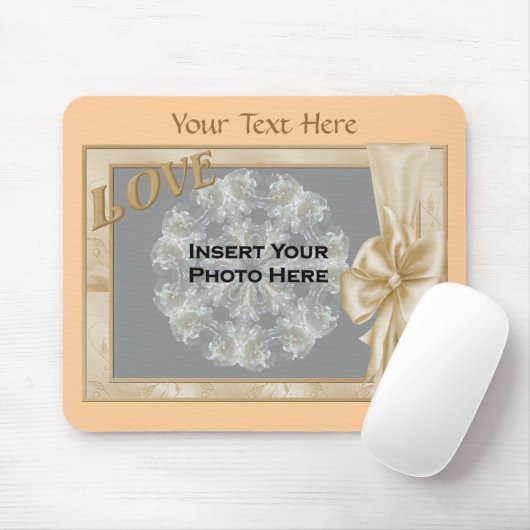 Elegantes Liebe- und Bow-Design-Foto Mousepad (Mit Mouse)