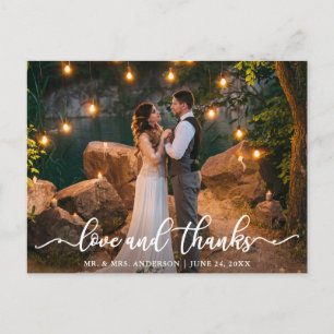 Elegantes Liebes- und Dankeschön-Skript Hochzeitsf Postkarte