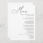 Elegantes, liebevoll kalligraphisches Hochzeitsmen Menükarte (Vorne/Hinten)
