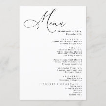 Elegantes, liebevoll kalligraphisches Hochzeitsmen