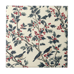 Elegantes Liedvogel-Winter-Stechapfel-Cream-Rot-Mu Fliese