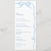 Elegantes Light Blue Bow Brautparty Party Menükarte (Vorderseite)
