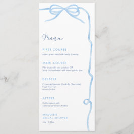 Elegantes Light Blue Bow Brautparty Party Menükarte