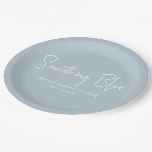 Elegantes Light Blue Brautparty Pappteller (Schrägansicht)