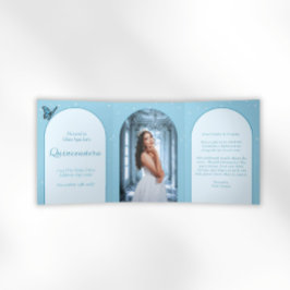 Elegantes Light Blue Quinceañera - Kundenspezifisc Dreifach Gefaltete Einladung