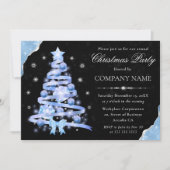Elegantes Light Blue Ribbon Tree Weihnachten Party Einladung (Vorderseite)