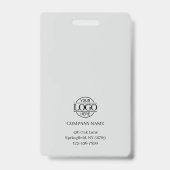 Elegantes Light Gray Minimalistisch Employee Foto Ausweis (Back)