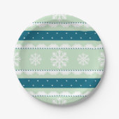 Elegantes Light Green Christmas Snowflake Design Pappteller (Vorderseite)