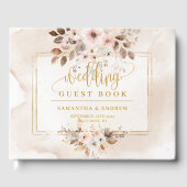 Elegantes Light Pink Gold Boho Wedding Gästebuch (Vorderseite)