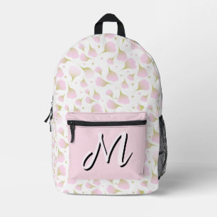 Elegantes Light Powder Pink Monogramm-Muster Bedruckter Rucksack