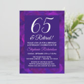 Elegantes Lila 65 und Party für die müde Altersver Einladung (Stehend Vorderseite)