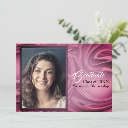 Elegantes Lila Abstraktes Abschluss Foto Party Einladung (Stehend Vorderseite)