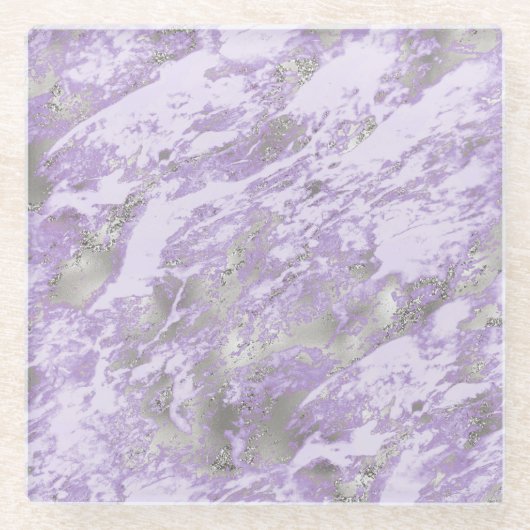 Elegantes Lila Abstraktes Muster Glasuntersetzer (Vorderseite)