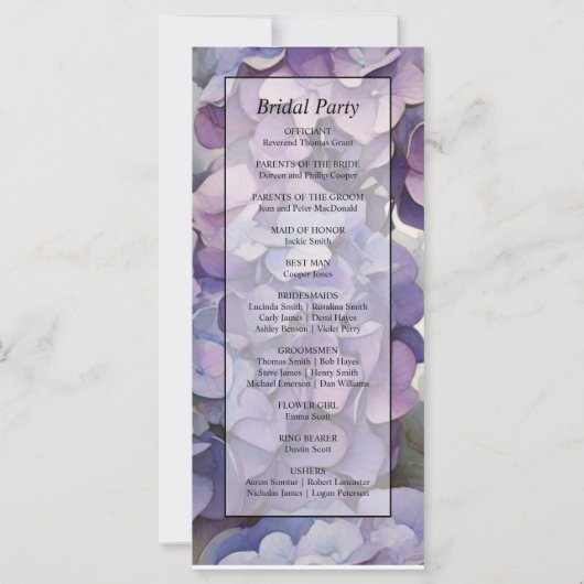 Elegantes lila Aquarellblumenprogramm (Rückseite)
