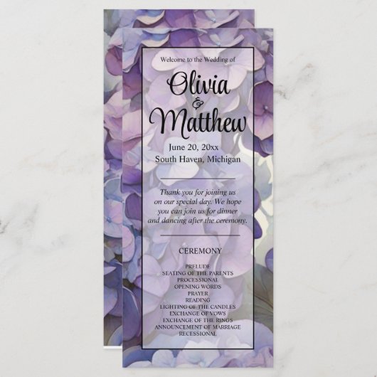 Elegantes lila Aquarellblumenprogramm (Vorne/Hinten)