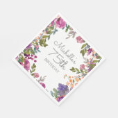 Elegantes Lila Aquarellfarben, Flora 75. Geburtsta Serviette (Ecke)