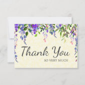 Elegantes Lila Aquarellgelb Vielen Dank Dankeskarte (Vorderseite)