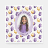 Elegantes Lila Balloons-Foto Serviette (Vorderseite)