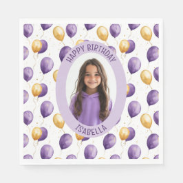 Elegantes Lila Balloons-Foto Serviette