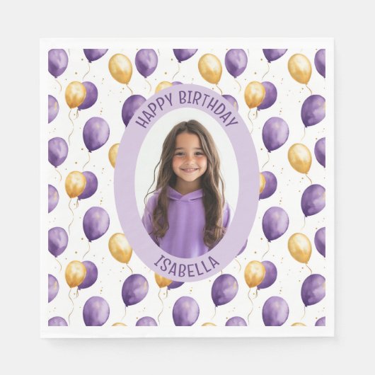 Elegantes Lila Balloons-Foto Serviette (Vorderseite)