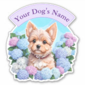 Elegantes lila Band, Blumenrahmen Yorkshire Aufkleber (Vorderseite)