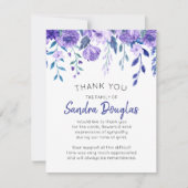 Elegantes Lila Beerdigungsdenkmal Dankeskarte (Vorderseite)