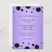 Elegantes Lila Black Spots Foto Sweet 16 Einladung (Rückseite)