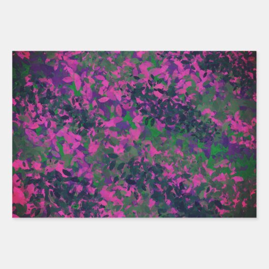 Elegantes Lila blaues Rosa und Rotes Floral Geschenkpapier Set (Vorderseite 2)