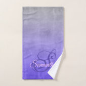 Elegantes Lila blaugraues rustikales Monogramm Badhandtuch Set (Handtuch)