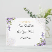 Elegantes lila Blossom Save the Date Einladung (Stehend Vorderseite)
