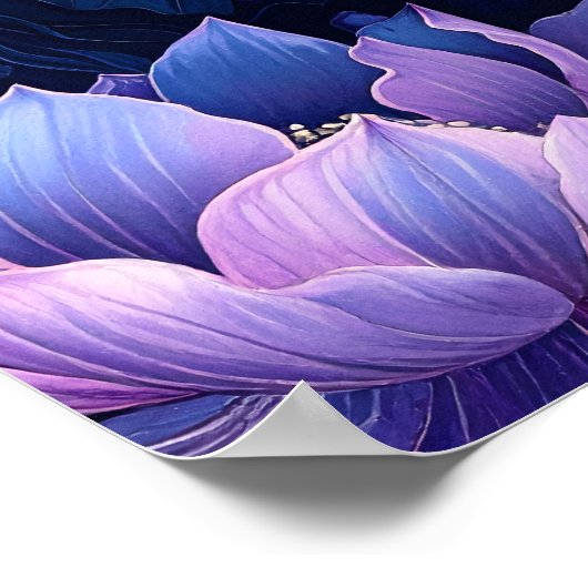 Elegantes Lila Blue Lotus Pattern Poster (Ecke)