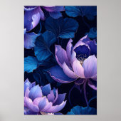 Elegantes Lila Blue Lotus Pattern Poster (Vorne)