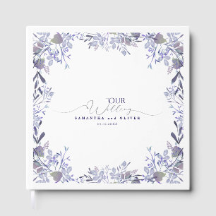 Elegantes lila Blumen-Hochzeitsgästebuch Gästebuch