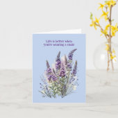 Elegantes Lila Blumendesign für jeden Anlass Karte (Gelbe Blume)