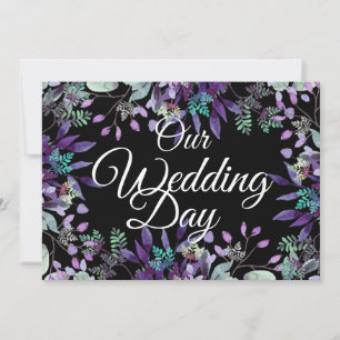 Elegantes lila Blumendesign, unser Hochzeitstag, w