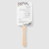 Elegantes lila Blumenein Hochzeitsprogramm-Handfäc Fächer (Rückseite)