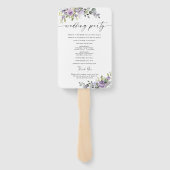 Elegantes lila Blumenein Hochzeitsprogramm-Handfäc Fächer (Rückseite)