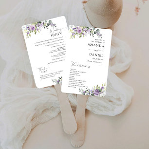Elegantes lila Blumenein Hochzeitsprogramm-Handfäc Fächer