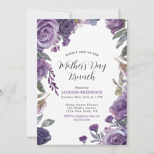 Elegantes Lila Blumenfest Einladung (Vorderseite)