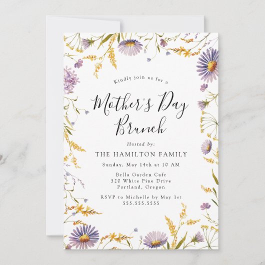 Elegantes Lila Blumenfest Einladung (Vorderseite)