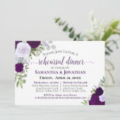 Elegantes Lila Blumenfest Hochzeit Probe Dinner Einladung (Stehend Vorderseite)