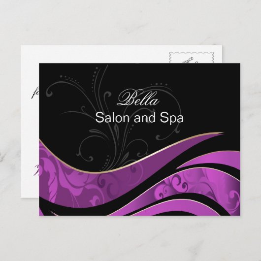 elegantes lila Blumengeschäft Dankeschön an Postkarte (Vorne/Hinten)